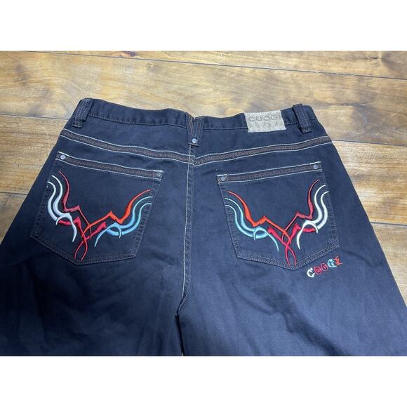 Vintage Y2K Hip Hop Black Embroidered Coogi Jeans Size 40x32 - Picture 10 of 15